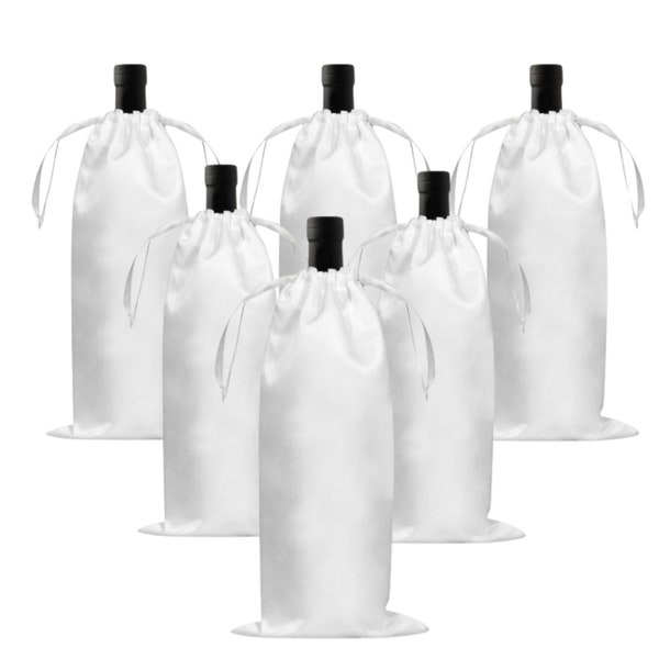 2,5,10, ou 20pcs Sublimation Blank Wine Gift Bag | Sac à vin en polyester réutilisable |  Sacs cadeaux de vin DIY pour bouteilles de vin