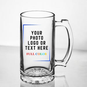Custom Beer Mug, 25oz Beer Mug, Personalized Glass Beer Mug, Custom Photo Beer Mug, Beer Mug Gift, Gift For Dad And Husband