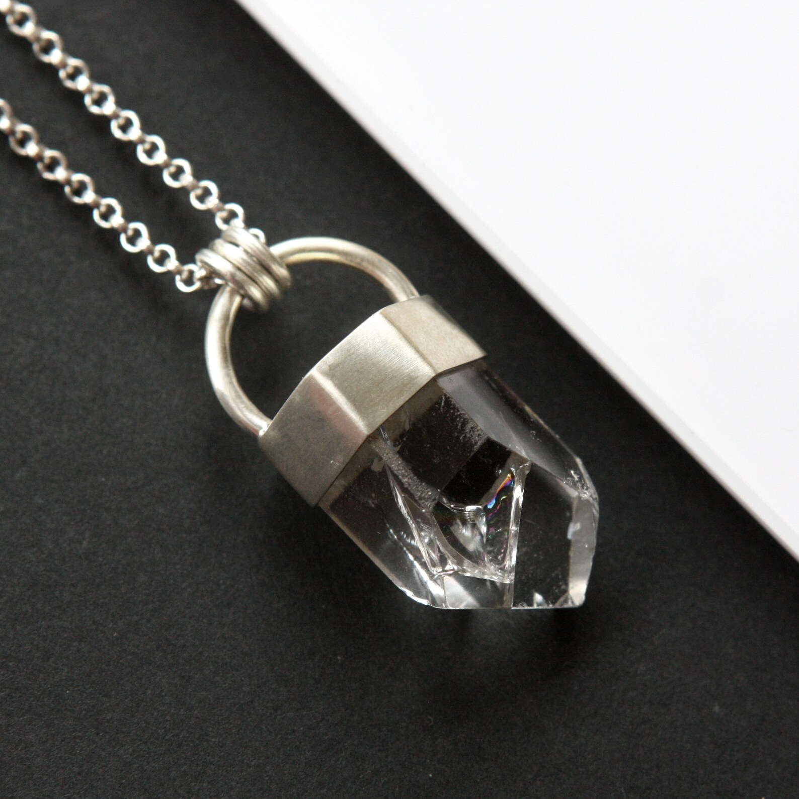 Prism Necklace Quartz and Sterling Silver Etsy