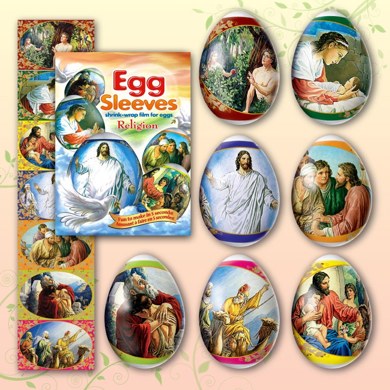 6 Sleeves Heat Shrink Easter Egg Wraps for 42 Hen Eggs Pysanka #37 7 Designs 