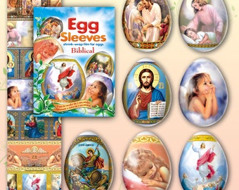 Biblical #16 Easter Egg Sleeves Pysanka Shrink Wraps Easter Decoration Egg Sleeves Sticker Pasha THERMO Easter SLEEVES