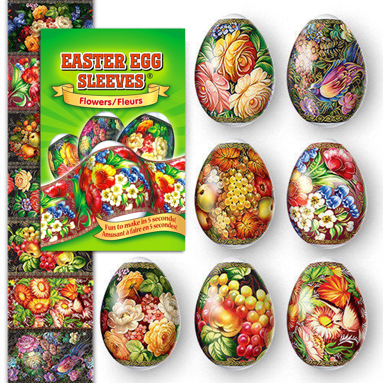 Flowers Green 14 Easter Egg Sleeves Pysanka Shrink Wraps Egg Etsy