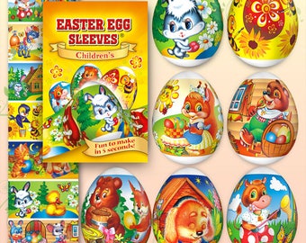 Rabbit #35 Easter Egg Sleeves Pysanka Shrink Egg Wraps Easter Decoration Egg Sleeves Sticker Pasha THERMO