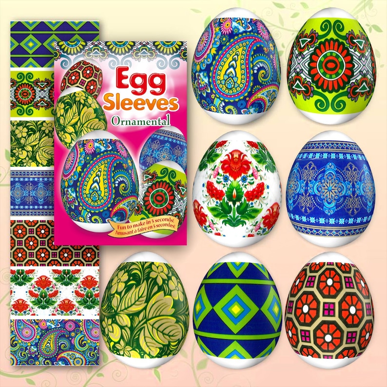 Ornamental 12 Easter Egg Sleeves Pysanka Shrink Wraps Egg image 1
