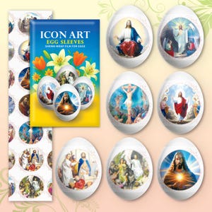 Íconos de fundas para huevos de Pascua (Nuevo paquete), instrucciones en varios idiomas, envolturas termorretráctiles para huevos, decoración DIY, envolturas decorativas para huevos, idea de regalo