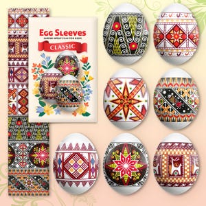 Ukrainian Classic Style Easter Egg Sleeves, Pysanka Egg Decoration, Decorative Egg Wraps, Holiday Gift, Fun DIY Egg Decorating, No Dye Egg