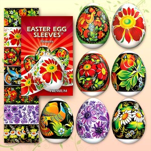 Blumen Rote Ostereierhüllen Schrumpffolien Pysanka Thermo-Schrumpffolien Dekoration Ostereierhüllen Pysanky Muster Feiertagsbasteln