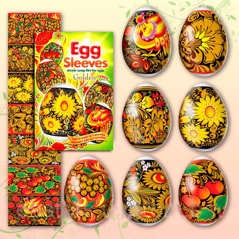 Golden Green 20 Easter Egg Sleeves Pysanka Shrink Wraps Egg image 1