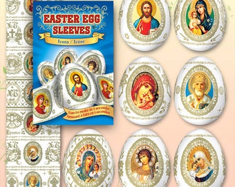 Fundas termorretráctiles para huevos de Pascua, iconos azules, decoración fácil de huevos, sin ensuciar, huevos de Pascua DIY, envoltorios decorativos, idea de regalo