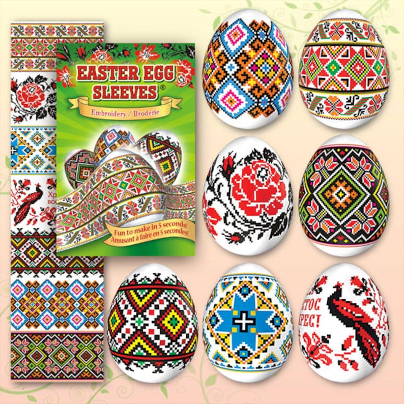 Embroidery Green #12-1 Easter Egg Sleeves Pysanka Shrink Wraps Egg Decoration Egg Sleeves Sticker Pasha THERMO Easter SLEEVES