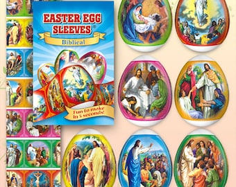 Juego de fundas bíblicas para huevos de Pascua, envolturas termorretráctiles coloridas, instrucciones en 8 idiomas, regalo navideño, fundas religiosas para huevos, manualidades divertidas