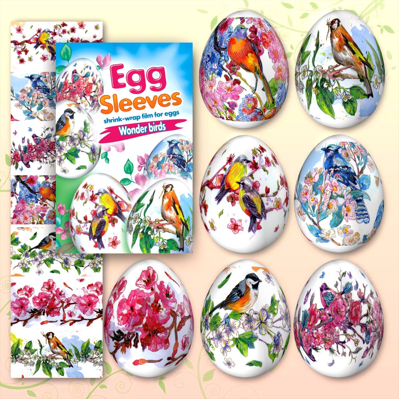 Watercolour Birds Easter Egg Shrink Wraps