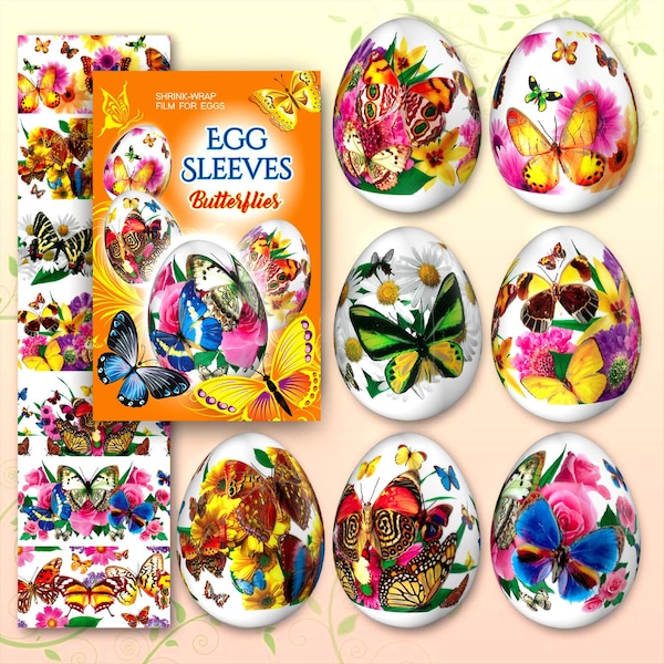 Butterflies #5 Easter Egg Sleeves Pysanka Shrink Wraps Egg decoration Egg Sleeves Sticker Pasha THERMO Easter SLEEVES