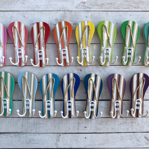 Individual Flip Flop Hook, Pool Towel Rack, Outdoor Shower Hooks, PICK YOUR COLORS