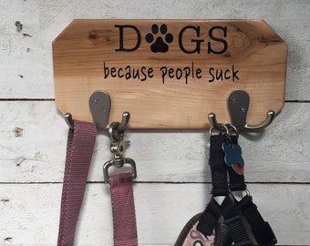 Funny Dog Leash Holder: Salvaged Wood Key Rack
