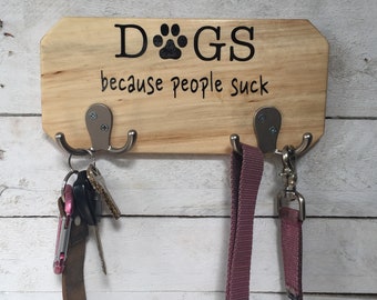 Funny Dog Leash Holder: Salvaged Wood Pet Lover Gift