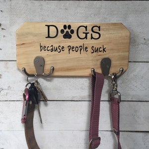 Funny Dog Leash Holder: Salvaged Wood Pet Lover Gift
