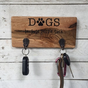 Funny Dog Leash Key Holder: Salvaged Wood Porch Decor