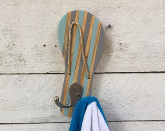 Beach Towel Hooks, Outdoor Towel Rack, Lake Bathroom Decor, Dog Leash Holder
