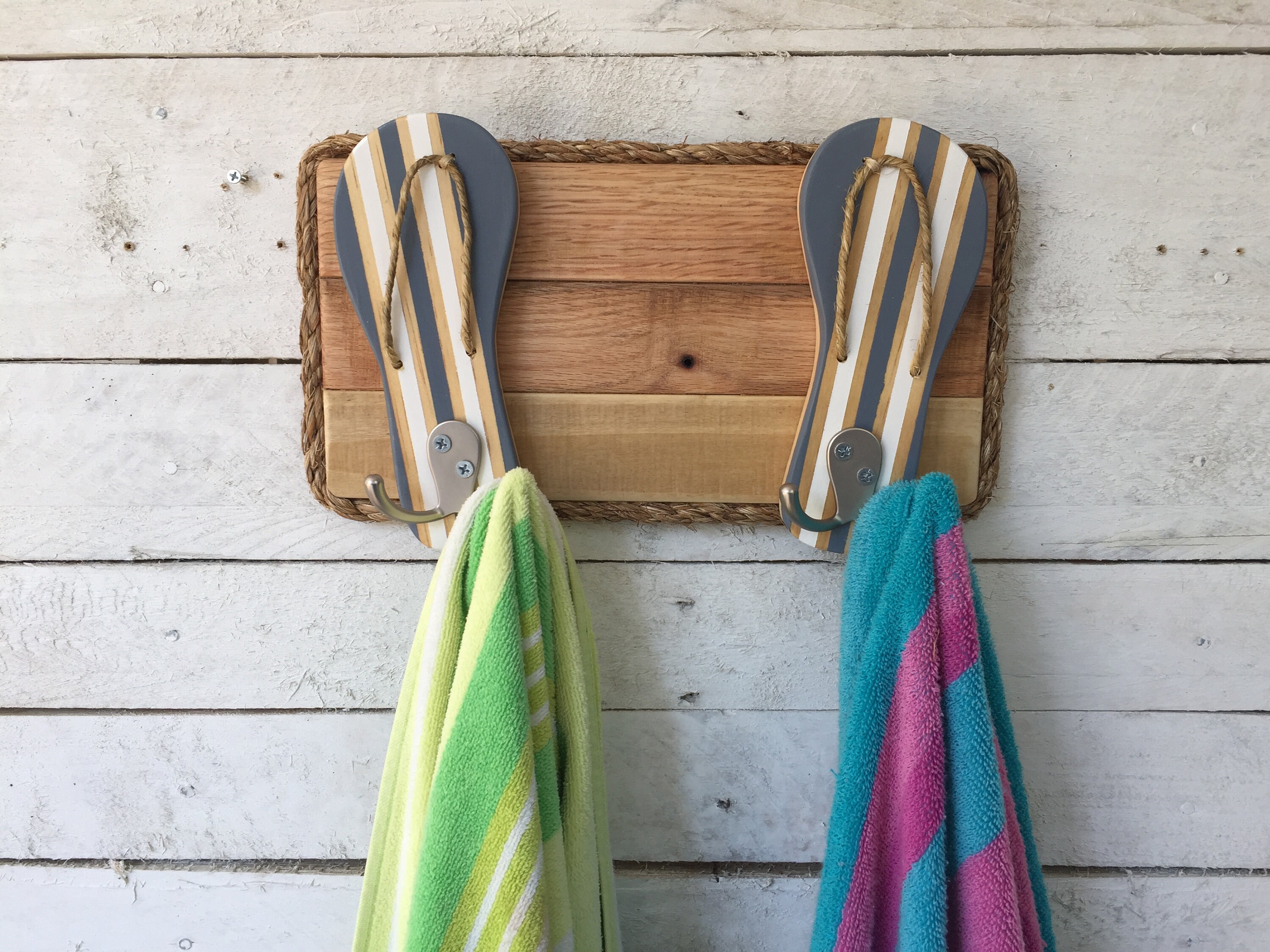 Pool Towel Rack Outdoor Beach Decor Beach Towel Hooks Etsy