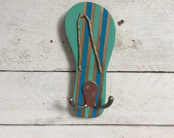 Nautical Towel Rack, Key Holder for Wall, Beach Towel Hooks, Face Mask Hanger
