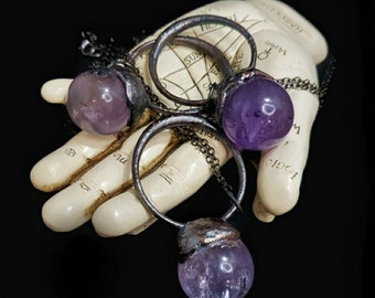 Amethyst sphere pendant, amethyst pendant, crystal ball necklace, amethyst necklace, amethyst jewelry, sphere pendant,sphere necklace.