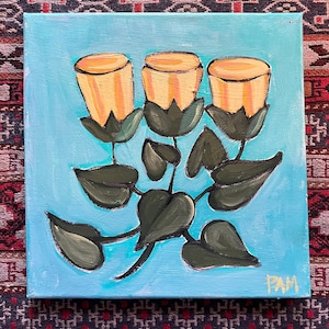 Original Floral Painting Flowers for Caroline by Pam Killerlain 12 x 12 inch Acrylic on Gallery Wrapped Canvas Abstract Flowers Bright Art