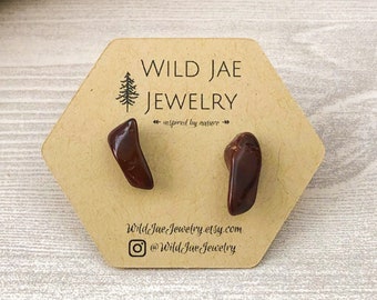 Red Jasper Stone Stud Earrings on Sterling Silver Posts >> Geometric Gemstone Earrings >> Earthy Natural Stone Jewelry >> Bohemian Earrings