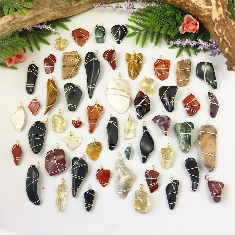 Nevada Agate Stone Pendant Unique Gemstone Wire Wrapped Jewelry Natural Crystal Custom Leather Necklace One of a Kind Unique Jewelry