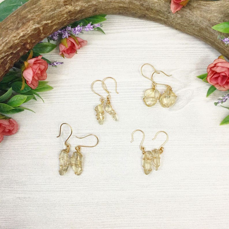 Oregon Sunstone Earrings Wire Wrapped Gold Sunstone Crystal Jewelry Oregon Gemstone Earrings Bohemian Earrings Gifts For Her