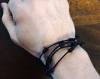 4 Barbed Wire Bracelets (Black Silicone) Goth Punk Rock Star