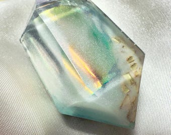 Handcrafted glow pendant with Opal-glow accents. Real gold chain.  Limited holiday pieces