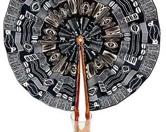 Extra large African Print Leather Decorative Wall Fan