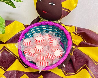 Handmade African candy bowl doll business card holder