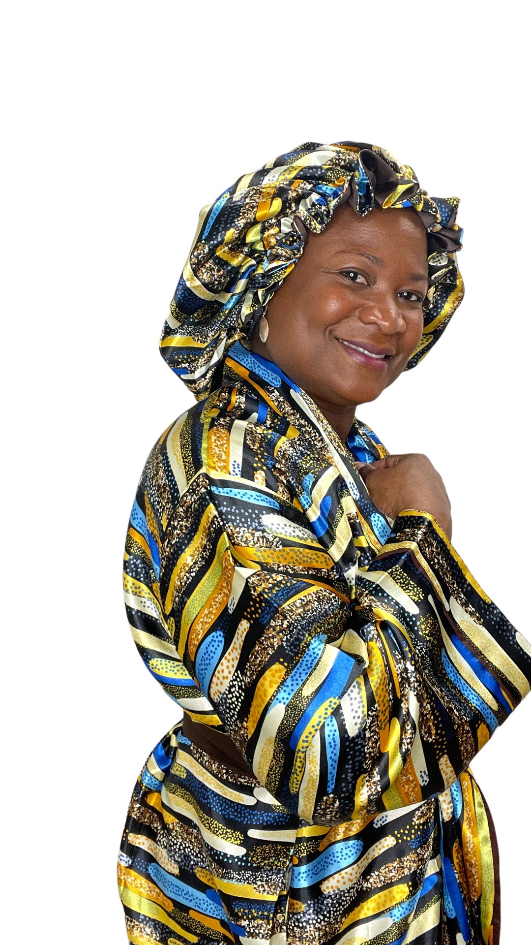 Satin Robe With Matching Hair Maternity Hospital Robe Gown Etsy