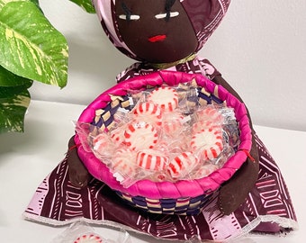 Handmade African candy bowl doll business card holder