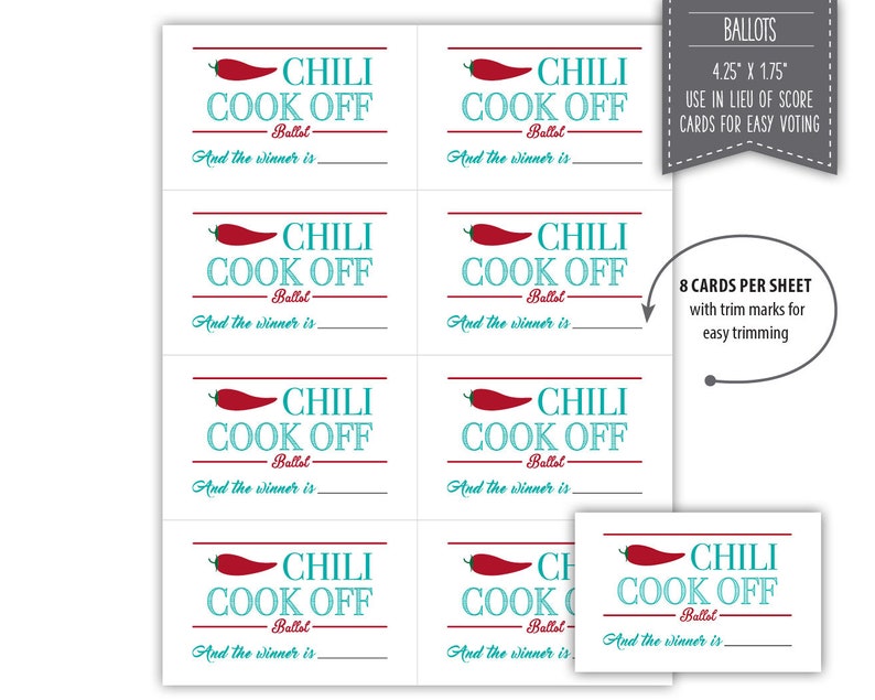 Chili Cook off Kit Instant Download Printable Etsy