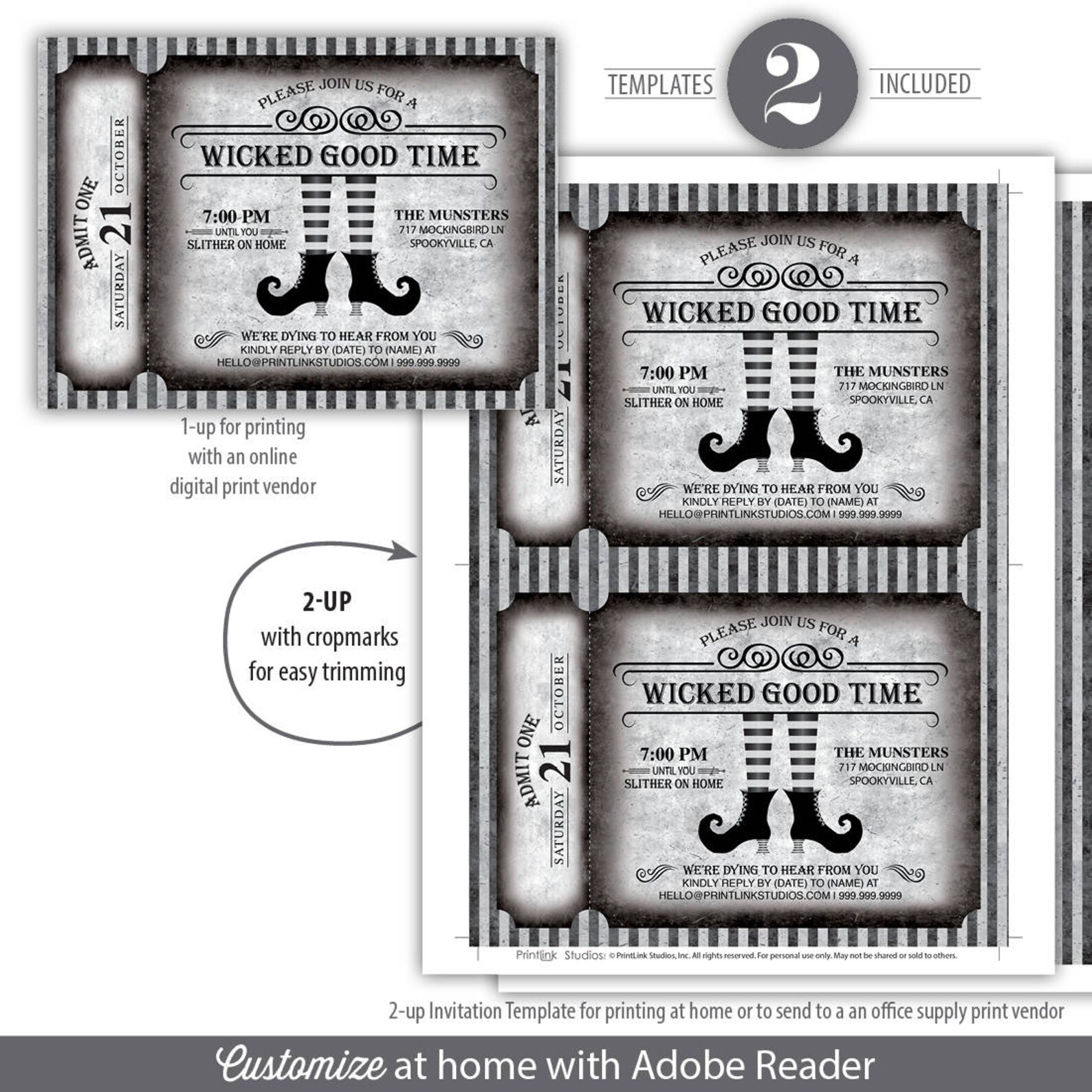 ticket to a wicked good time halloween invitation template etsy