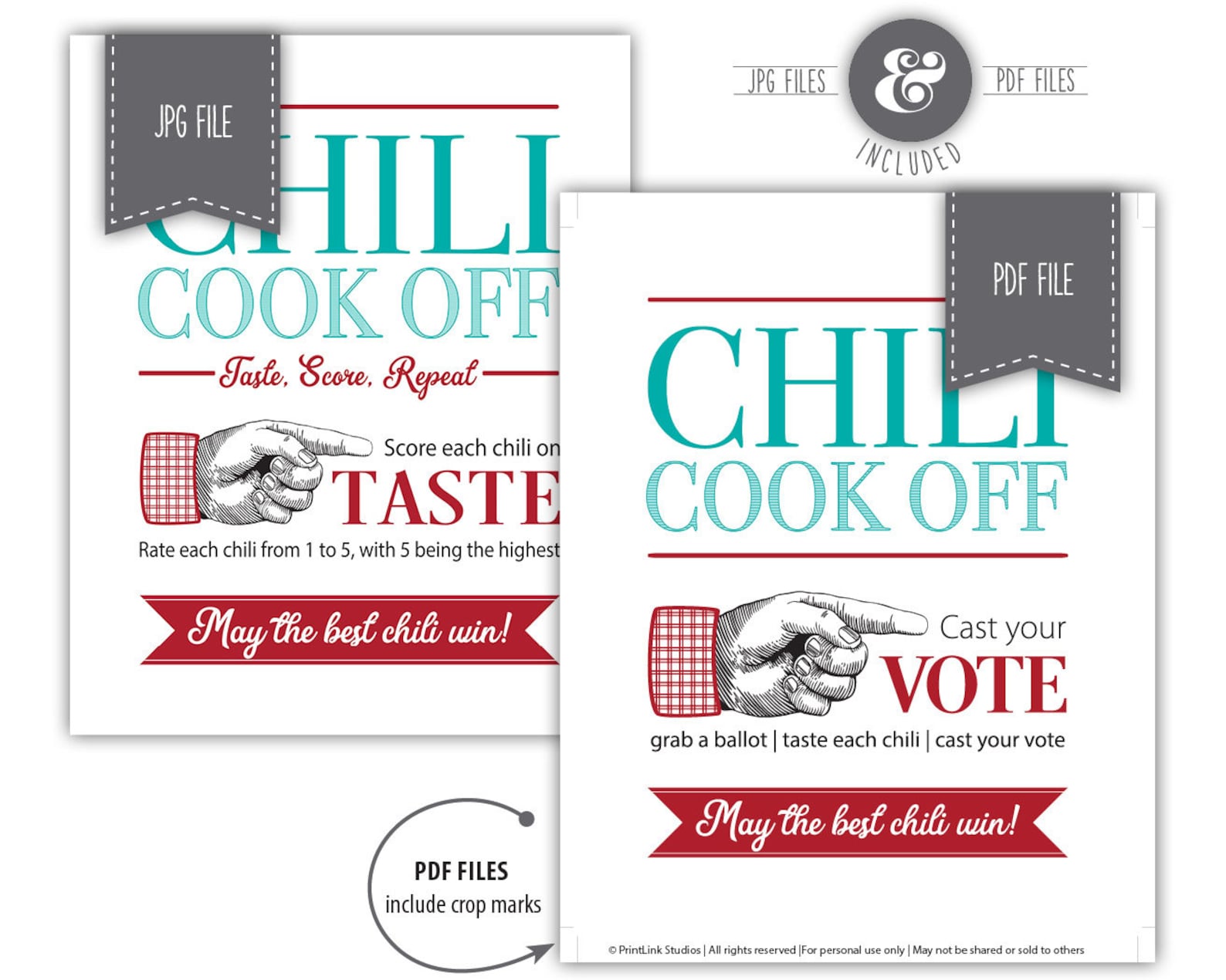 Chili Cook off Kit Instant Download Printable Etsy