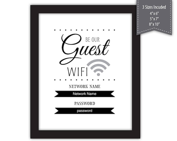 Be Our Guest Wifi Password Sign Pdf Template Printable Etsy