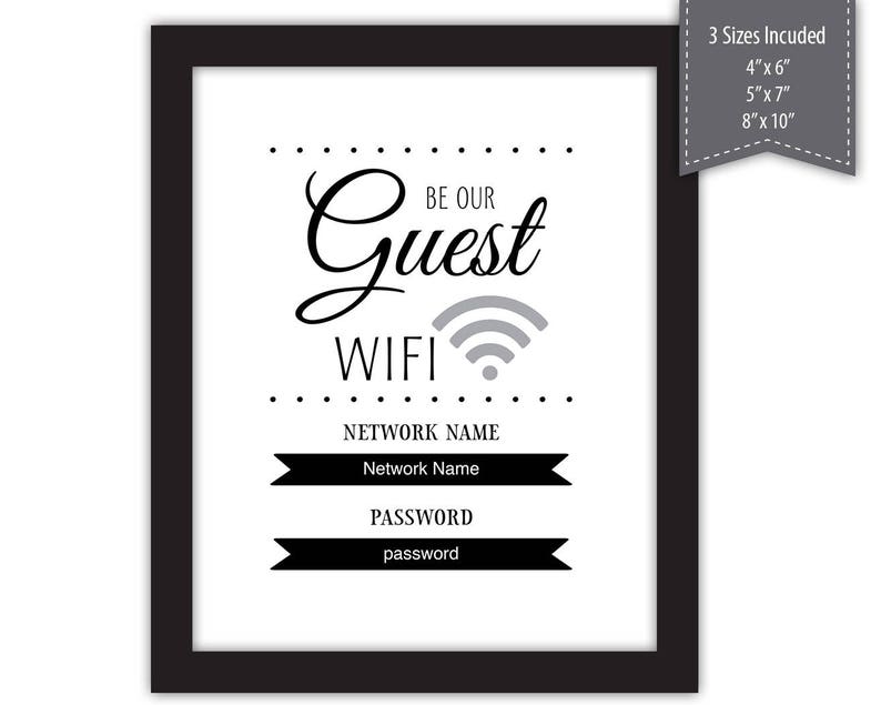 Be Our Guest Wifi Password Sign PDF Template Printable Etsy