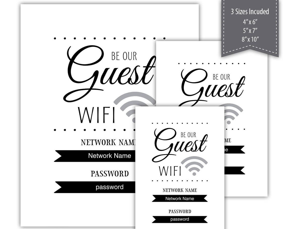 Be Our Guest Wifi Password Sign PDF Template Printable | Etsy