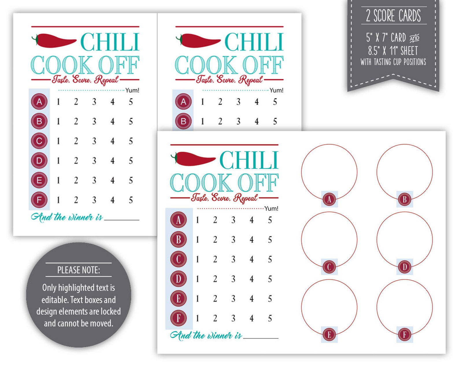 Chili Cook off Kit Instant Download Printable Etsy