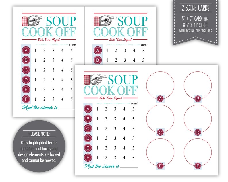 Soup Cook off Kit Instant Download Printable - Etsy