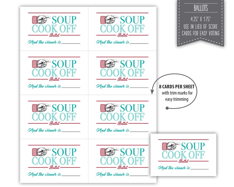 Soup Cook Off Kit Instant Download Printable Etsy