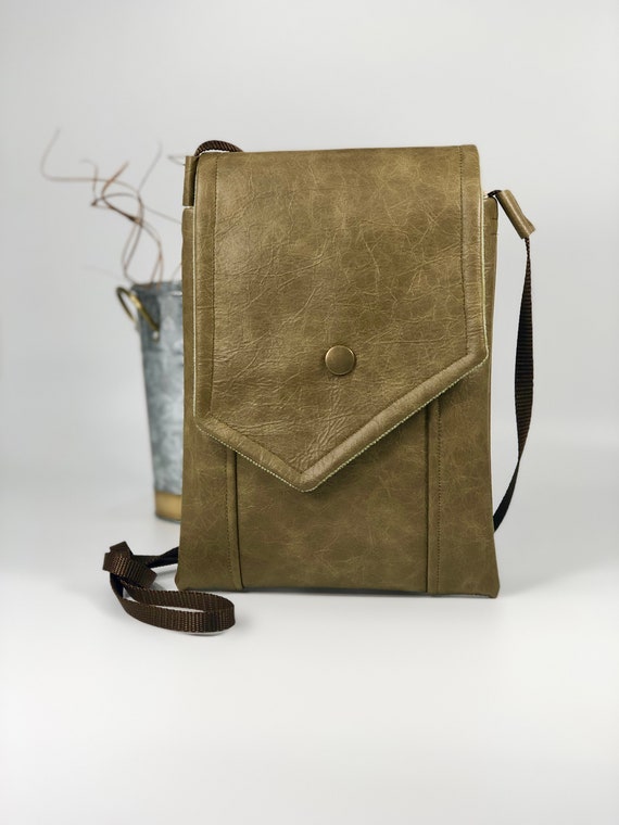 olive green leather crossbody bag