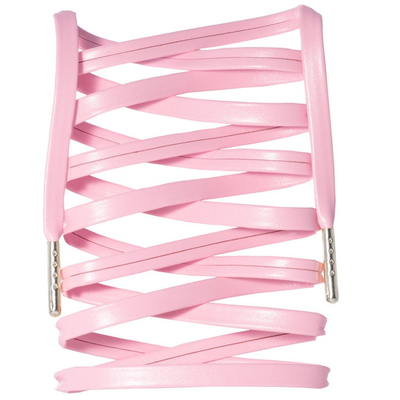 LitLaces - Luxury Custom Flat Air Jordan Adidas Nike Air Max NMD Ultra Boost Leather Shoelaces with Silver Tips Light Pink