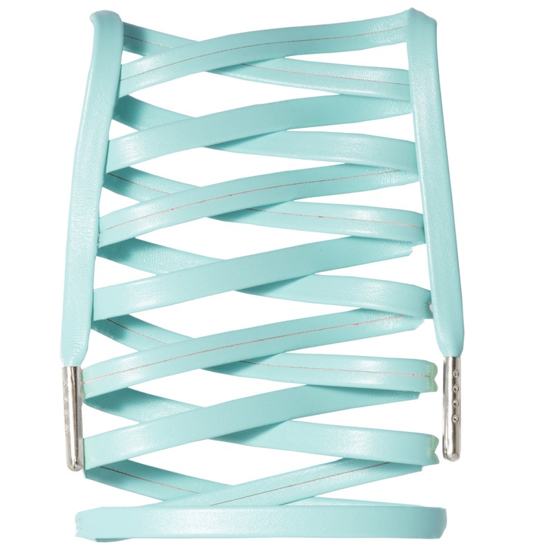 LitLaces - Luxury Custom Flat Air Jordan Adidas Nike Air Max NMD Ultra Boost Leather Shoelaces with Silver Tips Teal