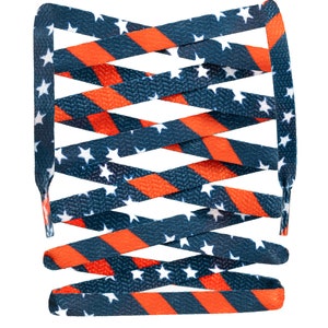 LitLaces - Flat Sublimated American Flag USA 4th of July Stars Stripes Shoe Laces
