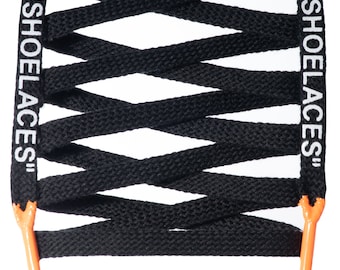 LitLaces - Custom "SHOELACES" Off White Inspired Laces - Flat SILICONE TIPS